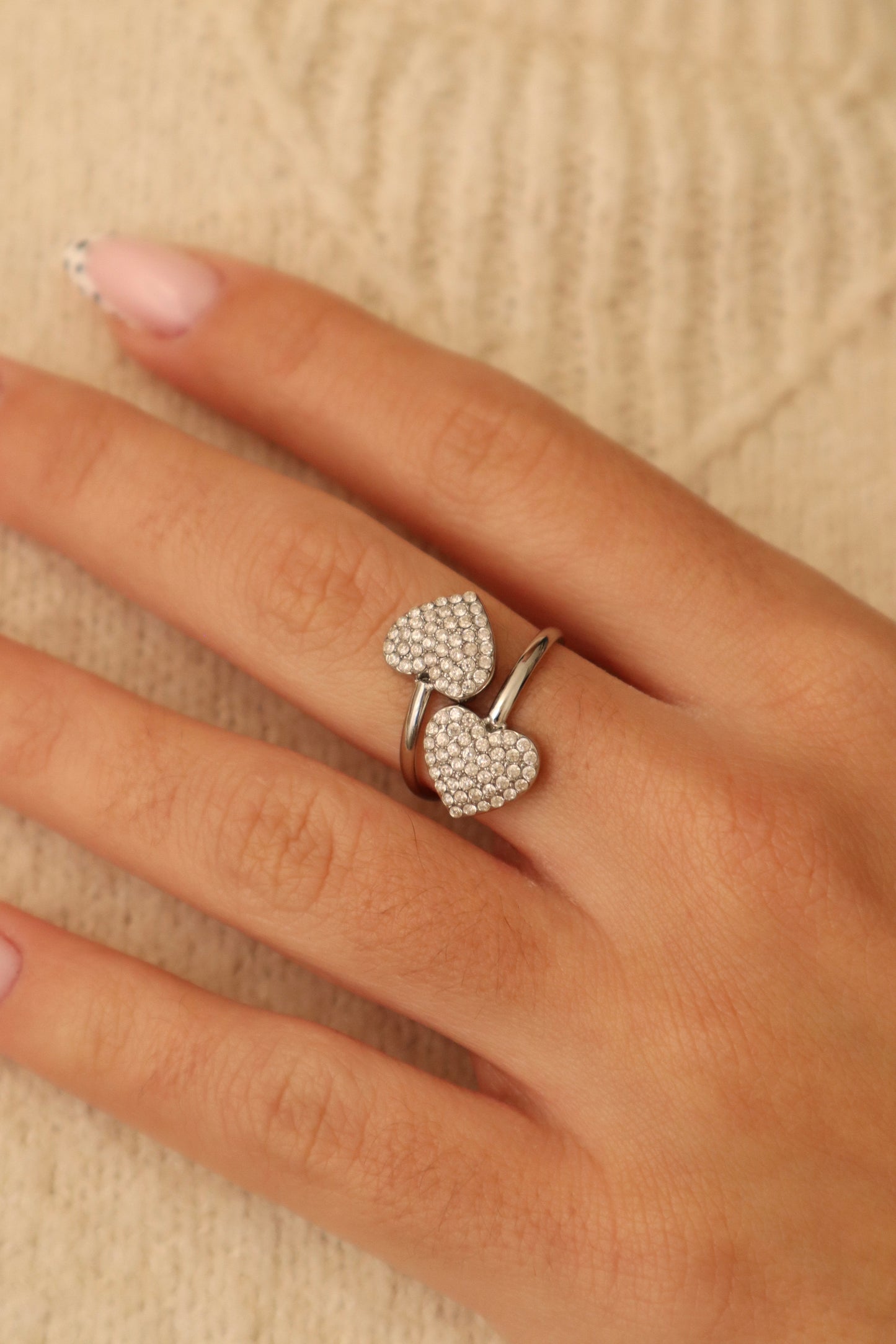 Bague cœur à strass