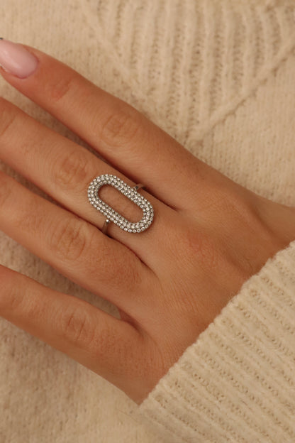 Bague ovale strass