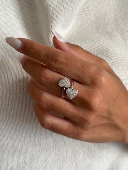 Bague cœur à strass
