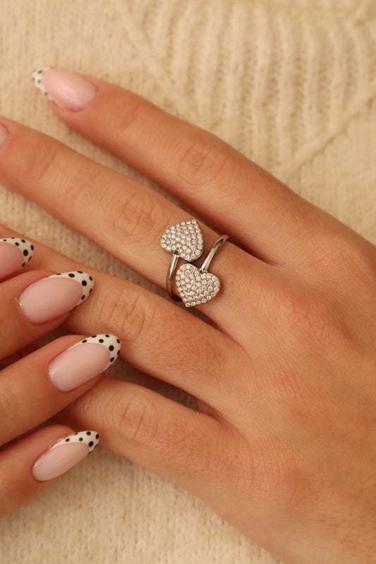 Bague cœur à strass