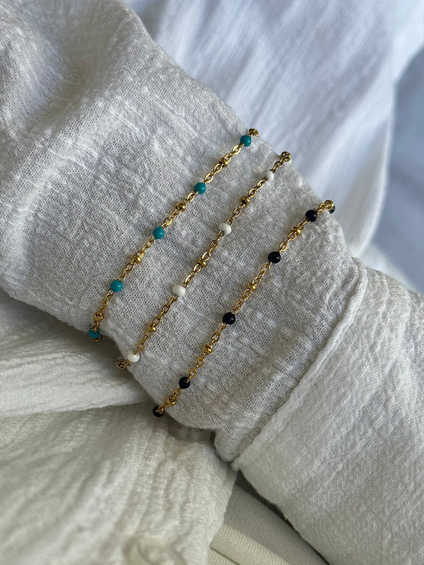 Bracelet perles colorées - Doré