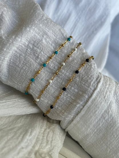 Bracelet perles colorées - Doré